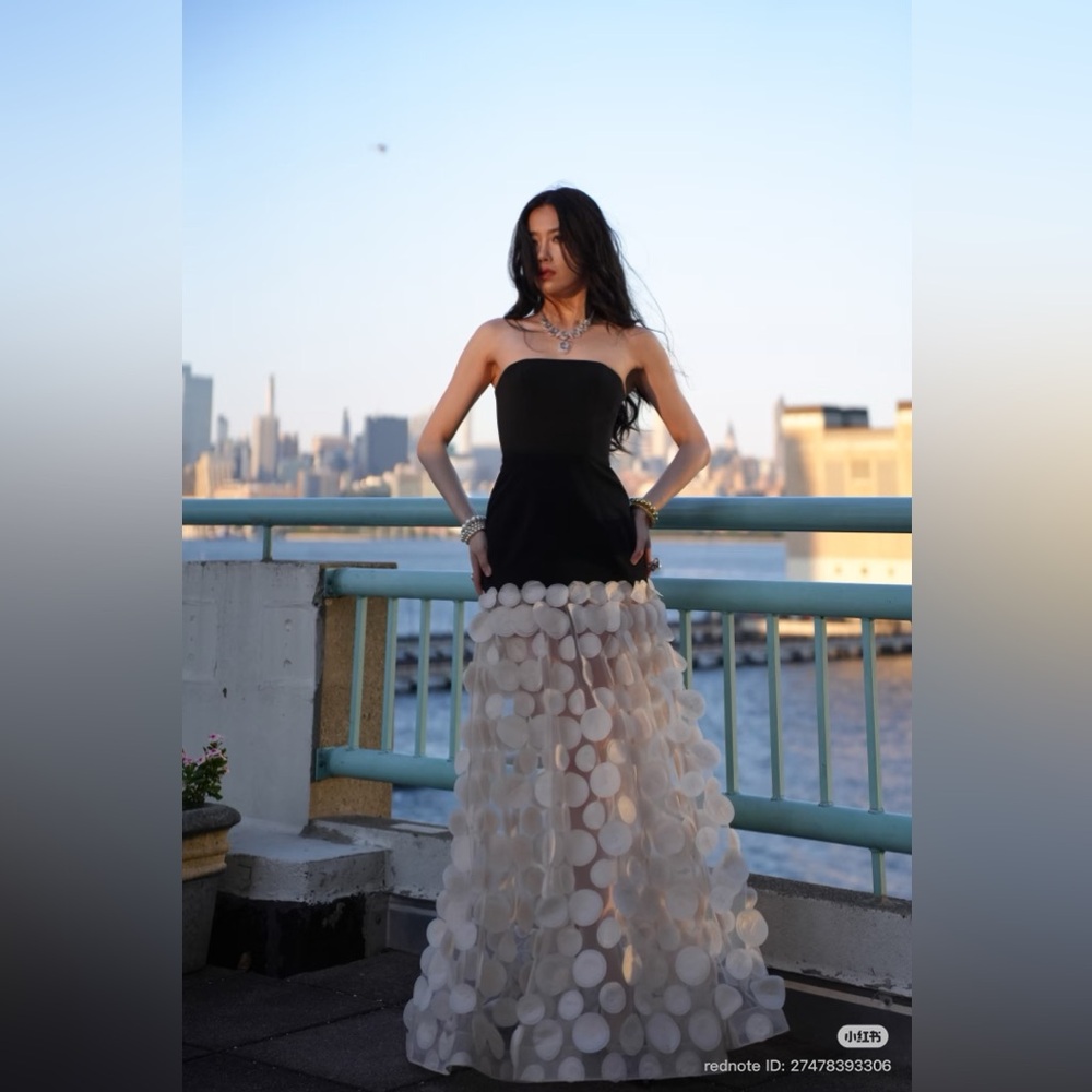 Bronx & Banco Harper Strapless Black & White Gown XS NWOT